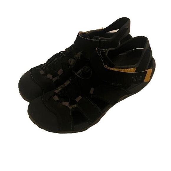 Teva Fleetwood Black and Yellow Sandals, Size 10 - Picture 1 of 7